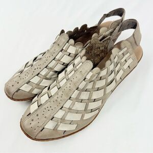 Rieker SINA 78 Taupe Woven Leather Closed Toe Antistress Slingback Sandals